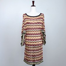 Trina Turk Zig Zag Open Knit Boatneck Summer Resort Vacation Mini Dress SMALL