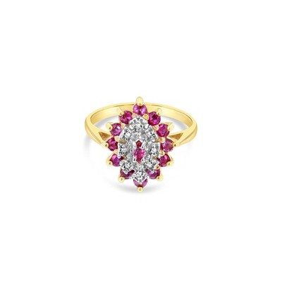 Rubin Diamant Pave Cluster Ring 14 Karat Gelbgold