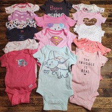 Lot of 15 Short Sleeved Infant Newborn Baby Girl Onesis Bodysuits