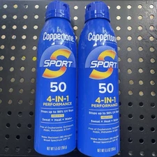 2-New Coppertone SPORT 4-IN-1  Sunscreen Spray SPF 50 5.5 Oz