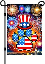 Patriotic Paw Print Garden Flag 12x18 Double Sided