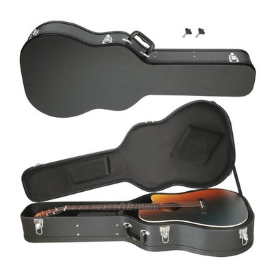 41'' Acoustic Guitar Hard Case 6 or 12 String Dreadnought Wood Leather Hardshell