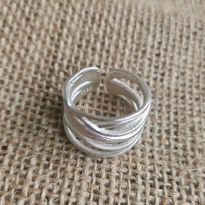 Schöner handgemachter handgefertigter Draht-Wickelring aus Sterlingsilber Größe M 5,37 g 