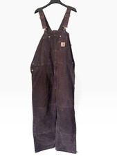 Carhartt Men s 48 x 32 R27 DKB Quilt Lined Sandstone Bib Overalls Dark Brown