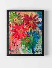 GUAJARDO Original Expressionism Colorful Flower Garden 14X11 Canvas Signed Art