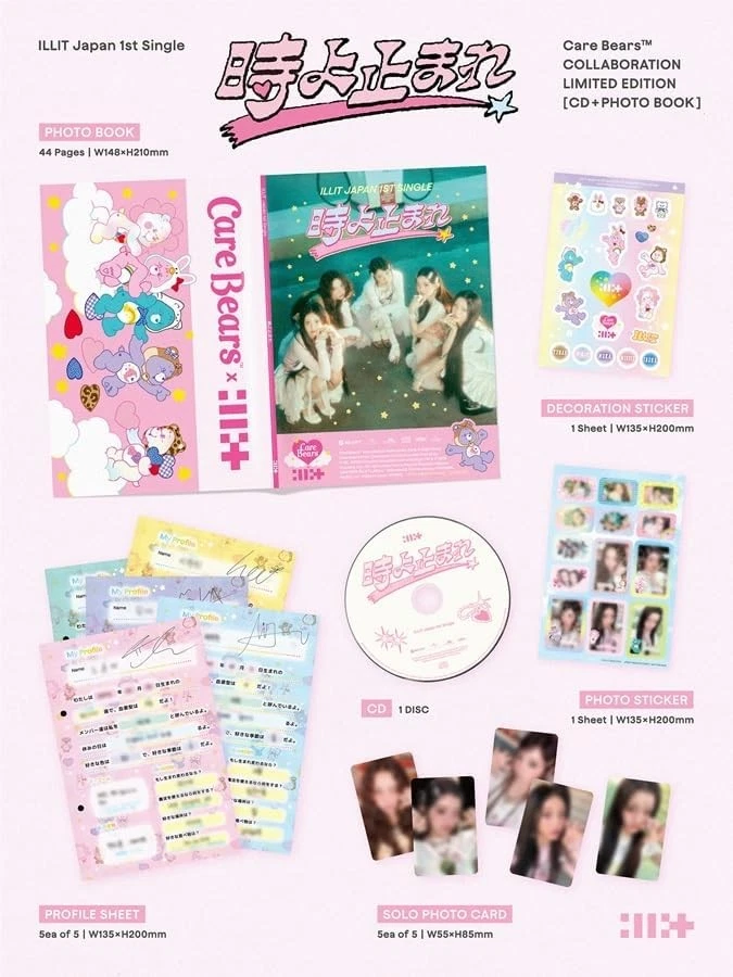 ILLIT Japan 1st Single Toki Yo Tomare CD Care Bears Collab Limited Ed 5 Photocar - Image 2 of 3