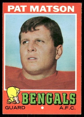 1971 Topps Pat Matson Rookie #72 Cincinnati Bengals