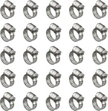 25 Pack Stainless Steel Hose Clamps, 1/2 Inch to 3/4 Inch Worm Gear Metal Hose C
