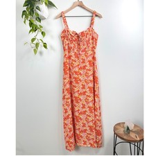 ASTR the Label Orange Floral Maxi Dress Side Slit M Boho Cottagecore Feminine