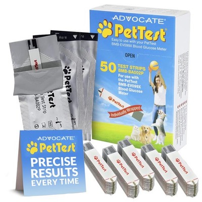 PetTest Blood Glucose Test Strips, Easy Open for Use 1 Count (Pack of 50) 