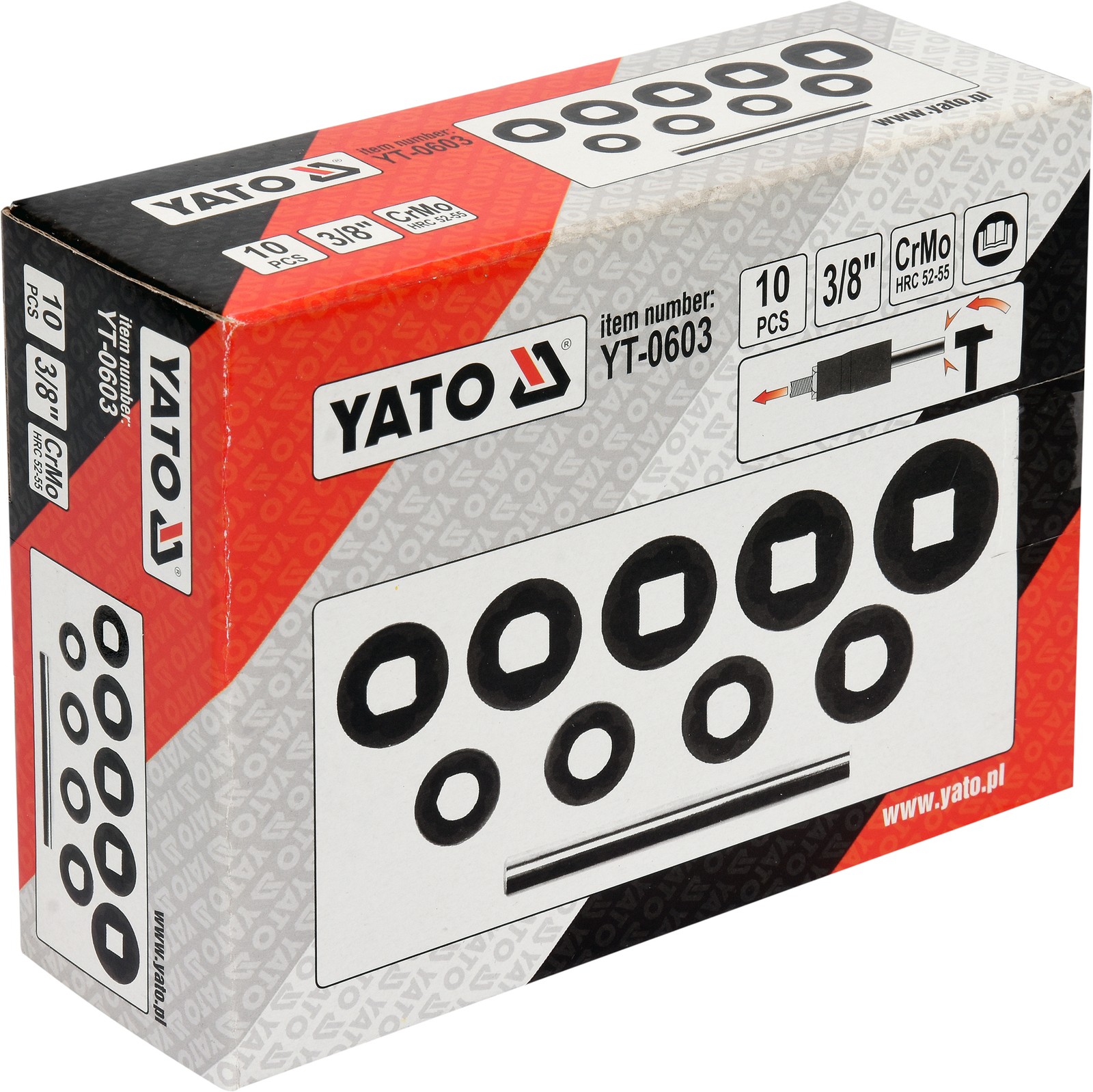 Yato YT-0603, Steckschlüssel-Satz, 3/8, Metrisch, 10 Kopf/Köpfe, 10,11,12,13,14,15,16,17,19 mm - Bild 5