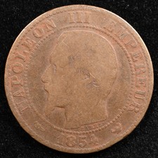 France 5 Centimes 1854W, Coin, Inv#I832