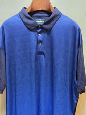 Ben Hogan Polo Shirt Mens 2XL Blue Geometric Golf Performance Moisture Wicking