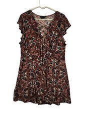 Forever 21 Plus Orange And Brown Paisley Print Dress Size 3X Lace Up Front