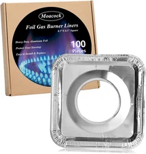 100 Pack Aluminum Foil Square Stove Burner Covers Disposable Heavy Thick Quality
