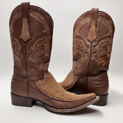 Cuadra Mens Cowboy Boots Brown Deer Leather Narrow Square Toe