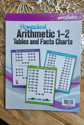 Abeka Homeschool Arithmetic 1-2 Tables & Facts Charts, Ages 4-7