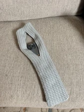 Hand crochet knitted phone pocket bag light blue