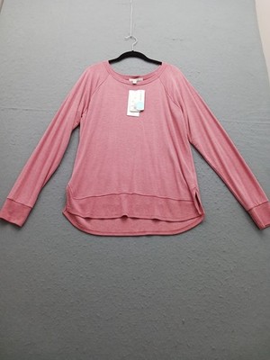Threads 4 Thought Women L Top Pink Modal Raglan Long Sleeve Thumbhole Eco Work