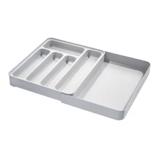 Plastic Expandable Flatware and Cutlery Tray, Gray