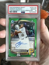 2025 BOWMAN DRAFT ADONYS GUZMAN /99 CHR PROSPECT AUTO-GREEN LOW POP PSA 10