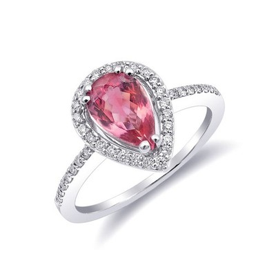 Natürlicher Neon Tansanischer Spinell 1,12 Karat 14K Weißgold Ring 0,21ct Diamanten