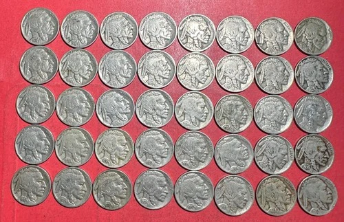 1900s US Buffalo Nickels Collection of 40 FULL DATE Buffalo Coins! X088