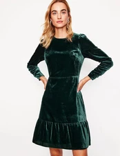 BODEN NWT Velvet Short Dress - Glade Green - UK 10 L - RRP £145 - Brand New