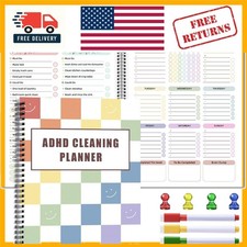 Bright Reusable Cleaning Planner for Adults with ADHD - Task Tracker Included