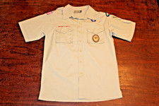 Boy Scouts of America BSA Men's Adult Shirt Small Tan Sewn Patches