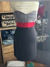 Guess Strapless Colorblock Sheath Dress in Gray, Red, Black