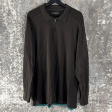 Tommy Bahama Size L Island Soft 1/4 Zip Sweater Brown Long Sleeve Collar