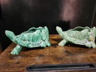Two Vintage Mid Century MCCOY Pottery RARE Turtle Planters Green Turtle Ceramic