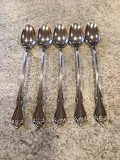 (5) 1881 ROGERS LTD ONEIDA‼️TRUE ROSE/ ARBOR ROSE‼️STAINLESS‼️ICED TEA SPOON‼️