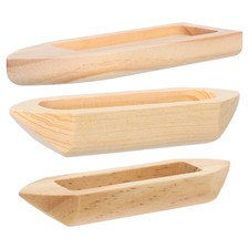 3pcs Unfinished Wood Canoe Models - Miniature Wooden Nautical Fishing Sailboats