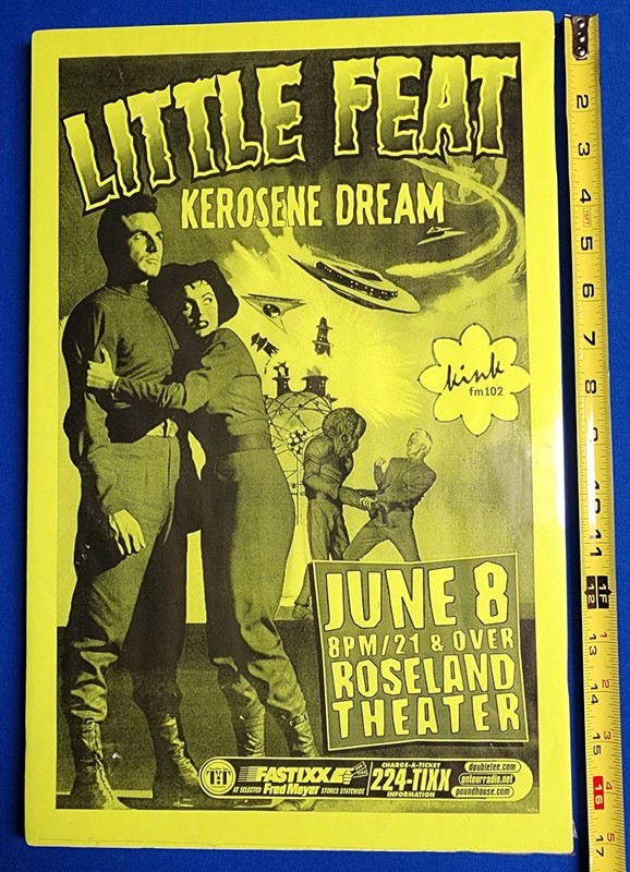 RARE 2000 Concert Poster Little Feat and Kerosene Dream 11 X 17 CLEAN and RARE!