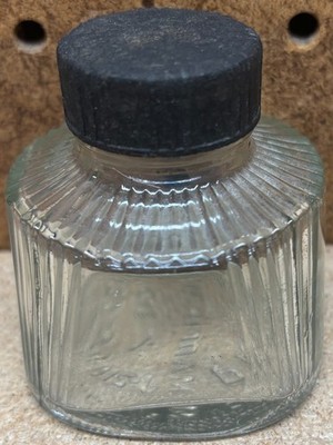 Vintage Parker Quink Ink Bottle Art Deco Style with Lid  Made in USA