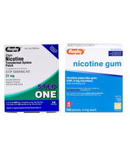 Rugby 21mg Patches 14 Count Box  4mg Original Gum 110 Pieces Quit Smoking Kit
