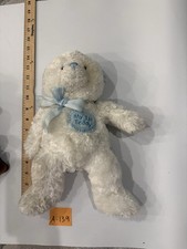 Aurora Baby My 1st Teddy Bear White Plush Blue White Checks Ears Feet Heart LNWT