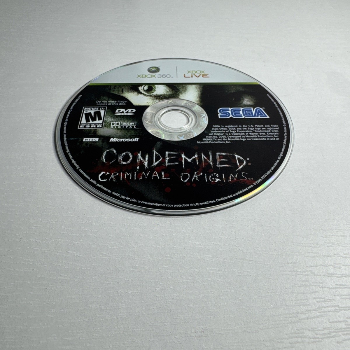 Condemned: Criminal Origins (Microsoft Xbox 360) Disc Only, Tested