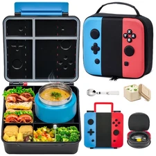 Game Lunch Box for Kids with Thermo, 9 OZ Stainless Food Jar & Insulated Lunc...