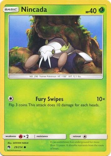 Nincada  - 29/214 - Common (Damaged) Lost Thunder - Grass Pokémon