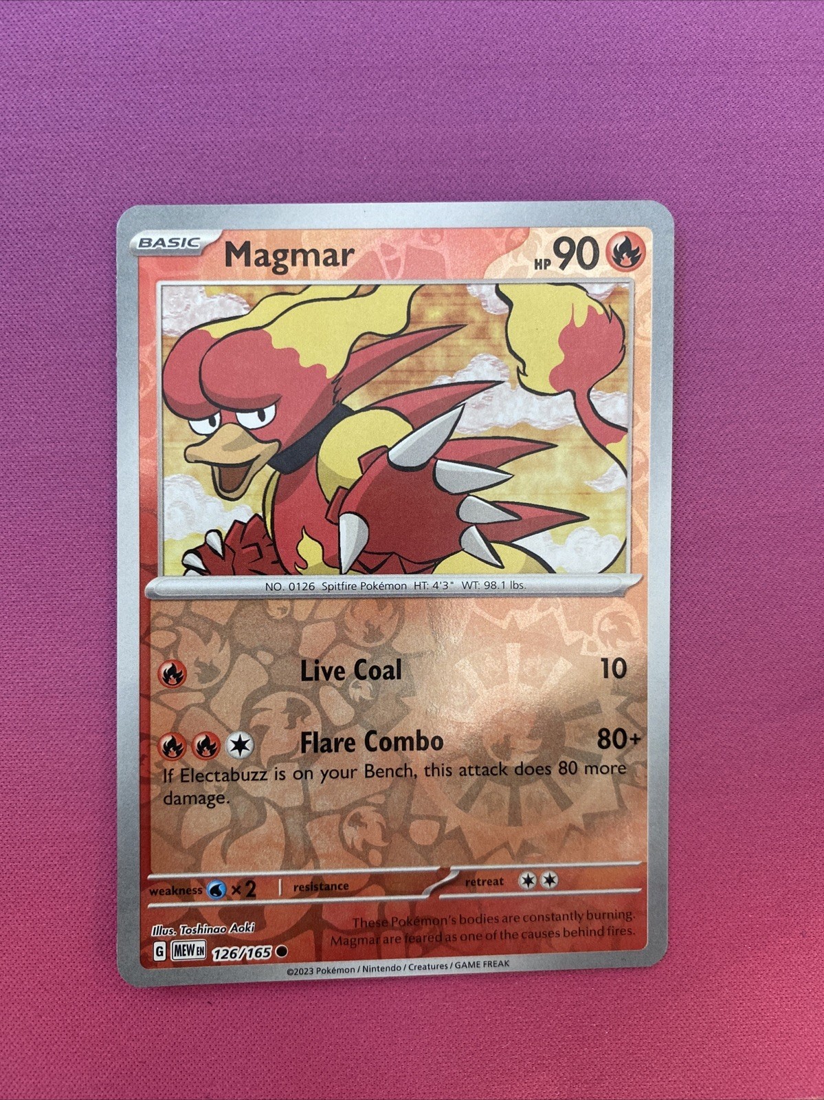 Pokemon Card Magmar Scarlet & Violet 151 Reverse Holo 126/165 Near Mint