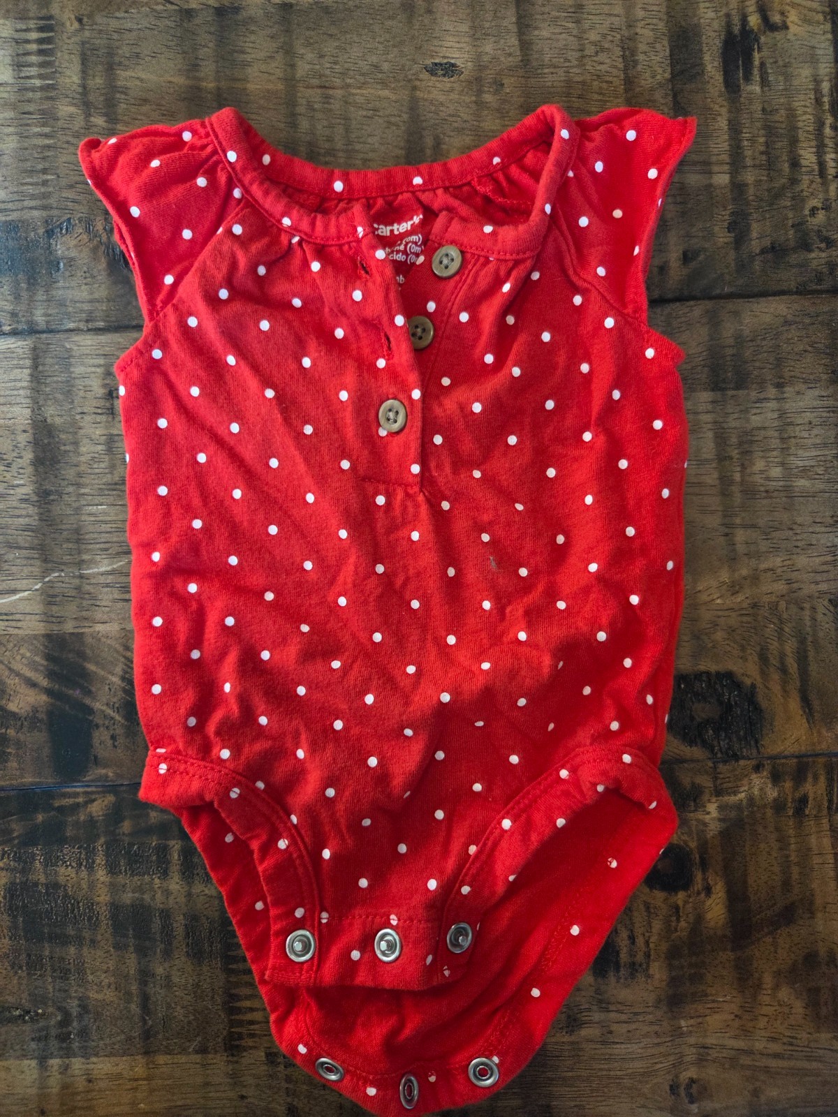 Carter's Baby Girls Newborn One Piece Red with White Polka Dots