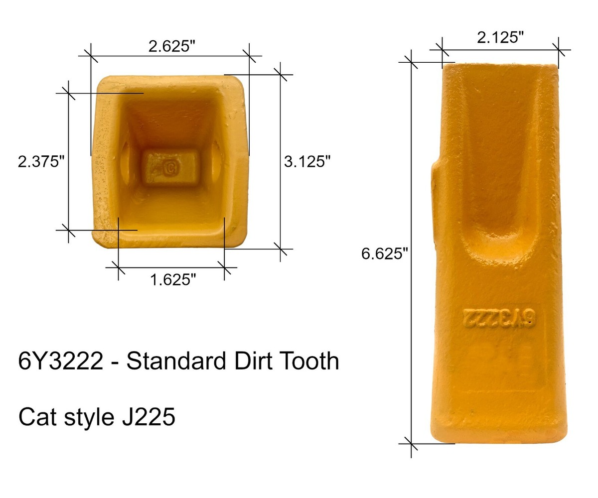 5 - Cat J225 Style Backhoe Bucket Dirt Teeth with Pins and