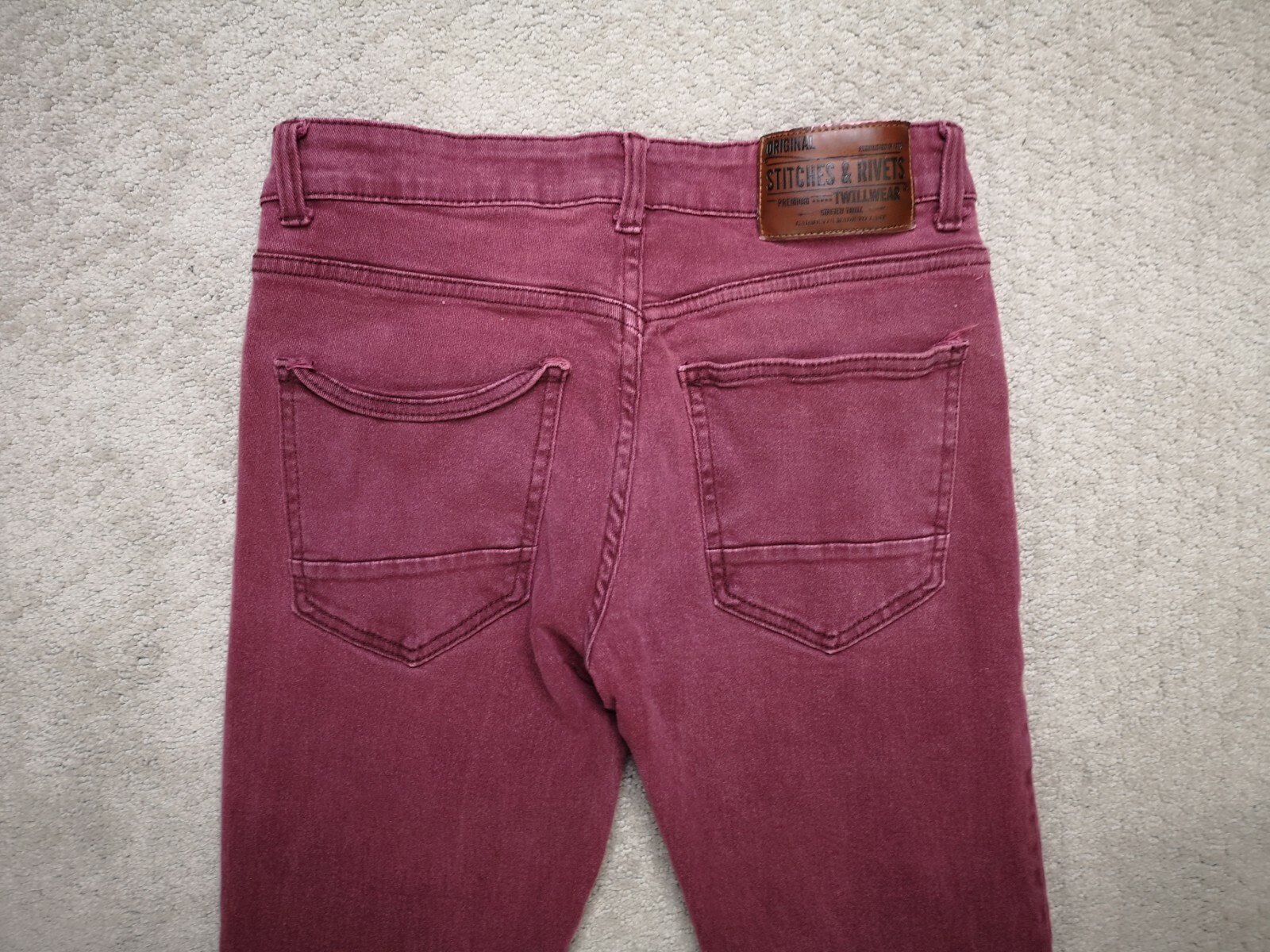 Stitches & Rivets Jeans Womens 30 Skinny Mid Rise Maroon Red Denim