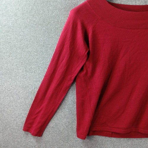 East 5th Sweater Womens Large Red Two Button Mock Collar Accent Long Sleeve - Picture 6 of 15