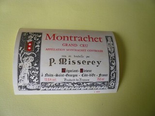 ancienne étiquette de vin Montrachet Grand Cru