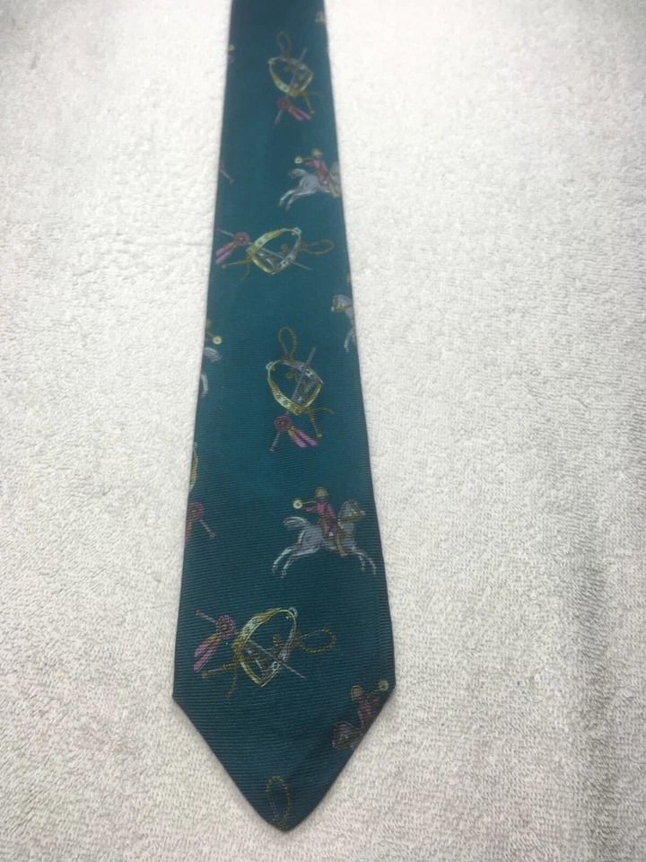 HENRY GRETHEL MENS TIE GREEN WITH HORSES AND TAC 3.25 X 58 - Image 2 of 4