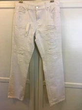 Blanknyc Woman's Jeans The Galaxy Straight Leg Size 29 White destructed 